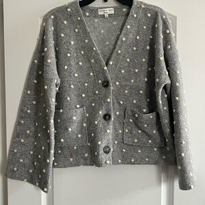 Madewell Gray Polka Dot Cardigan